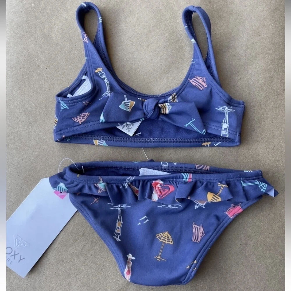 Roxy Blue Bikini NWT Fun Prints Set  🆕NEW ROXY Girl Bikini Size 2